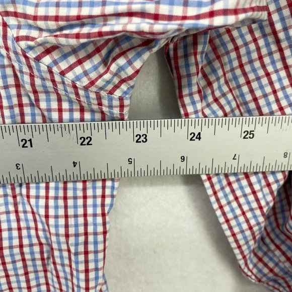 Tommy Hilfiger Button-Down Shirt Men's Sz L Red Blue Plaid Collared Chest Pocket - Picture 3 of 11